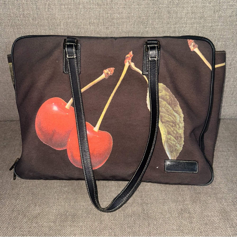 FINAL PRICE Isabella Fiore Vintage Brown Cherry Print Baby Bag
